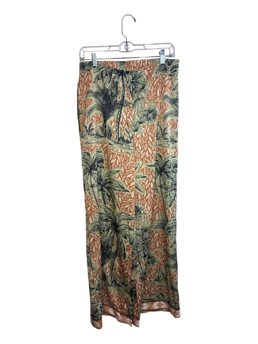 Rachel Zoe Wide Leg Palazzo Pants Women's M Tropical Palm Tree Resortwear - Picture 5 of 10